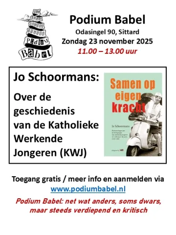 aankodiging lezing Podium Babel over KWJ